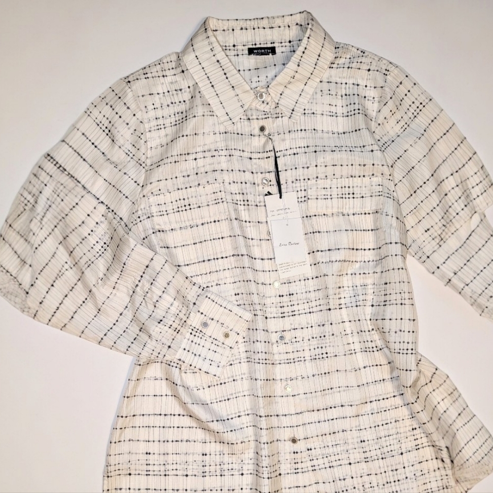 Worth New York Silk Button Down Shirt XL NWT Boxy Oversized Relaxed Fit